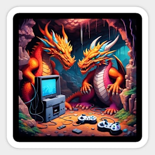 Retro video game dragons Sticker